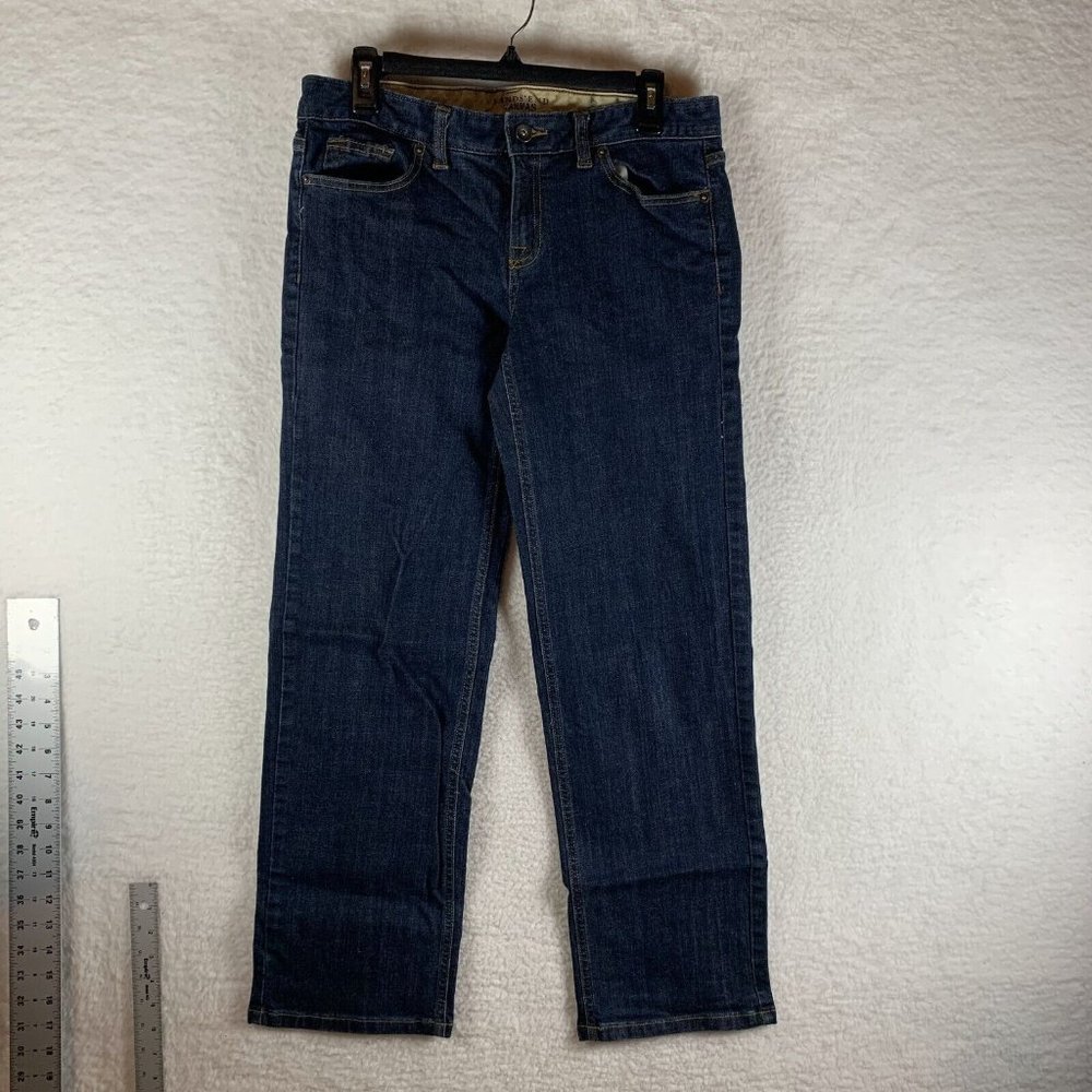 Lands' End Canvas Jeans Women's 30 Blue Denim Stretch Low Rise Straight Leg 7879